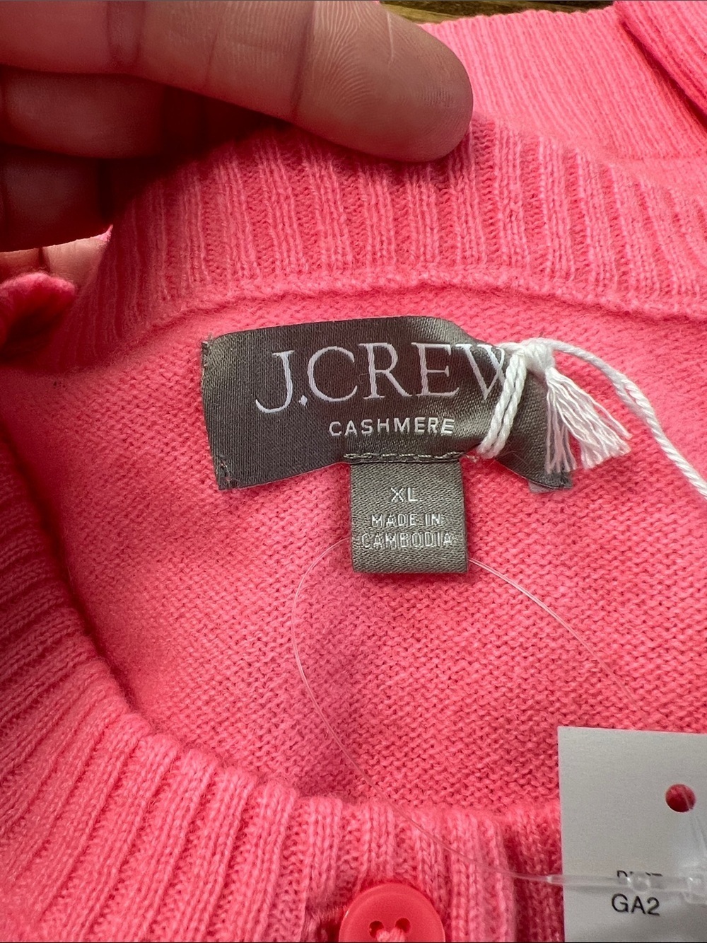 J. Crew Perfect Cashmere Cardigan in Neon Vivid Coral Size XL NWT - Picture 5 of 10